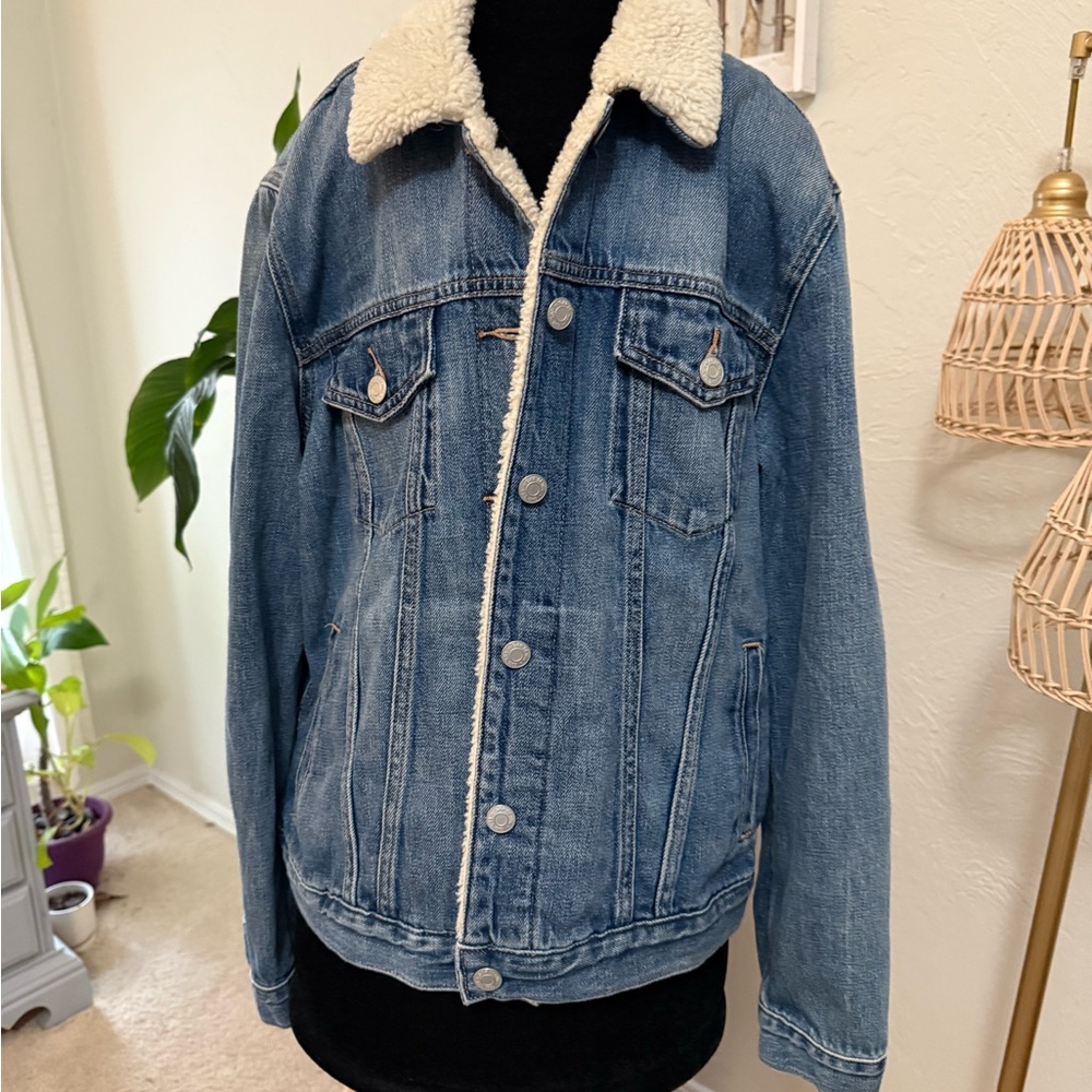 Gap Blue Denim Sherpa-Lined Jacket
